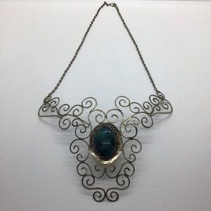 OOAK Hand Made Buenos Aires Argentina Chryscolla Cabochon Silver Necklace